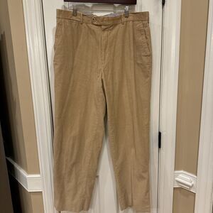 Peter Millar Pants Men 38x32 Beige Corduroy Zip Front Straight Golf